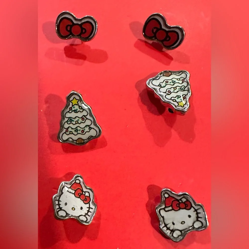 Hello Kitty Girls Christmas Earrings Pack Of 3 Sets NWT
